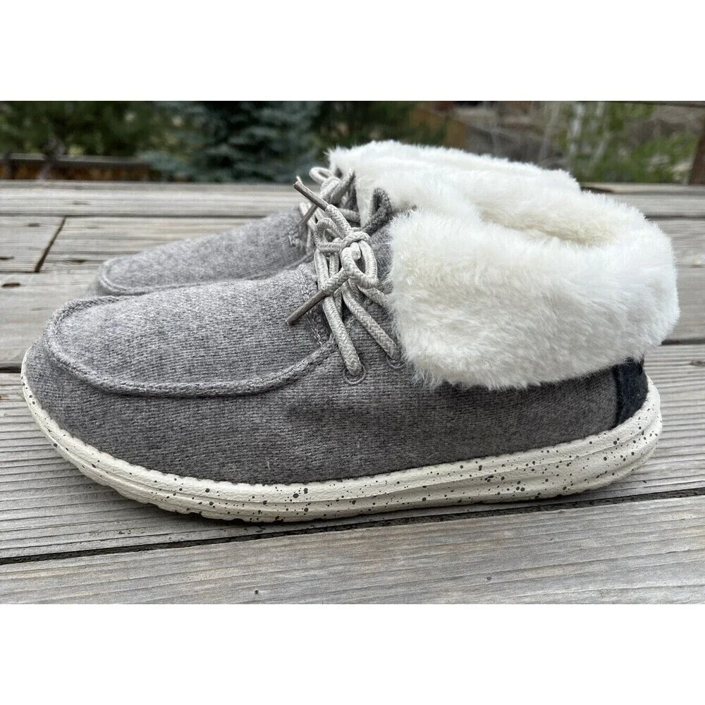 Hey Dude Britt Women’s 7 Faux Fur Lined Ankle Booties Shoes - Charcoal